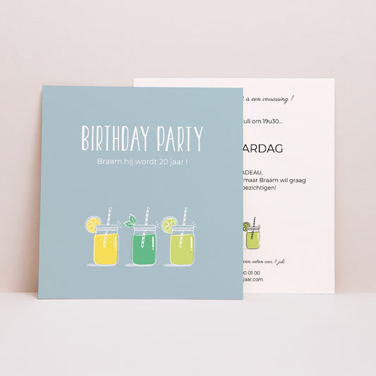 Uitnodigingen Verjaardag Volwassene Vierkant Limonadefeest foto