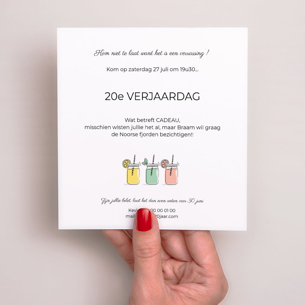 Uitnodigingen Verjaardag Volwassene Vierkant Verjaardagscocktails foto N° 3