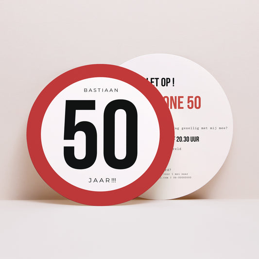 Uitnodigingen Verjaardag Volwassene Rond Zone 50 foto