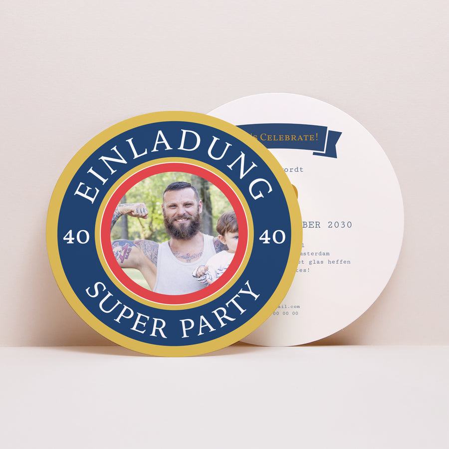 Uitnodigingen Verjaardag Volwassene Rond Duits bier foto