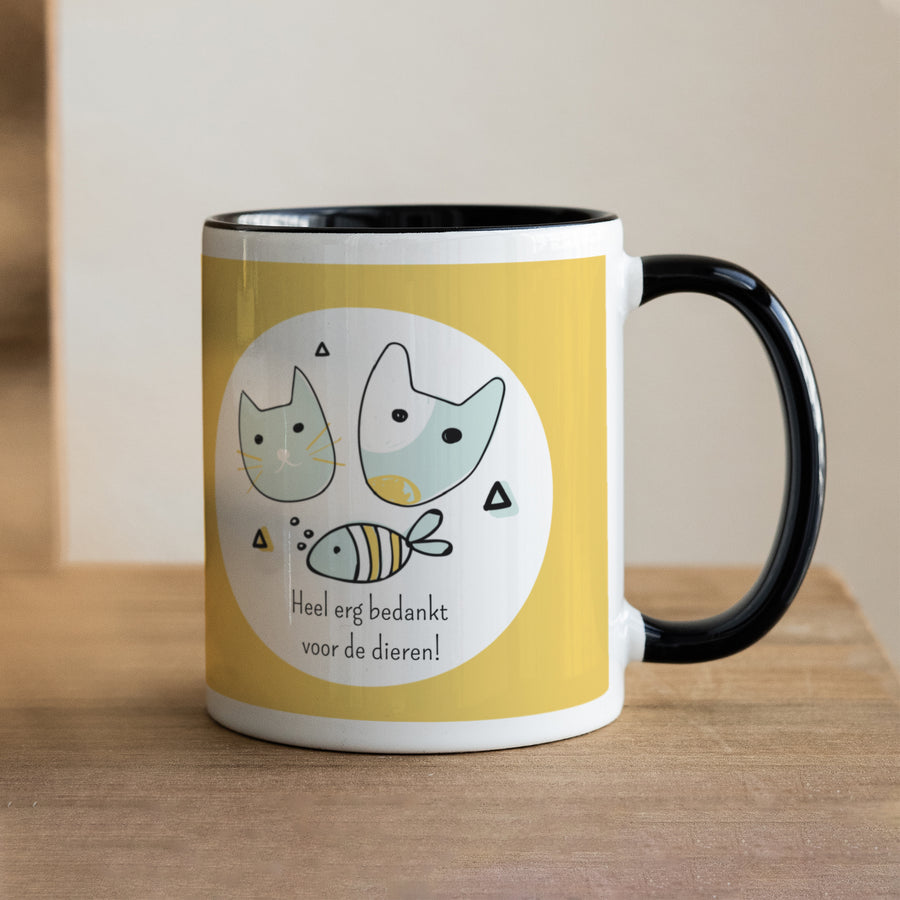 Mok Objecten Zwart Bedankt voor de dieren! foto