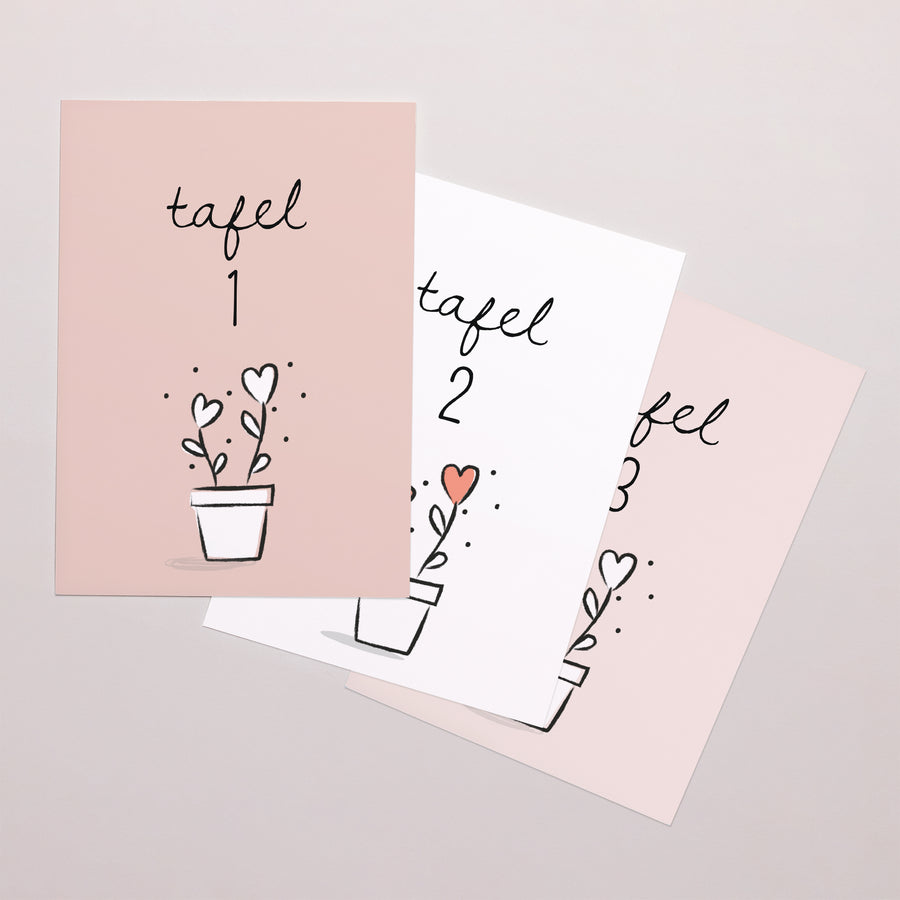 Tafelnummers Huwelijk Rechthoek 2 harten foto