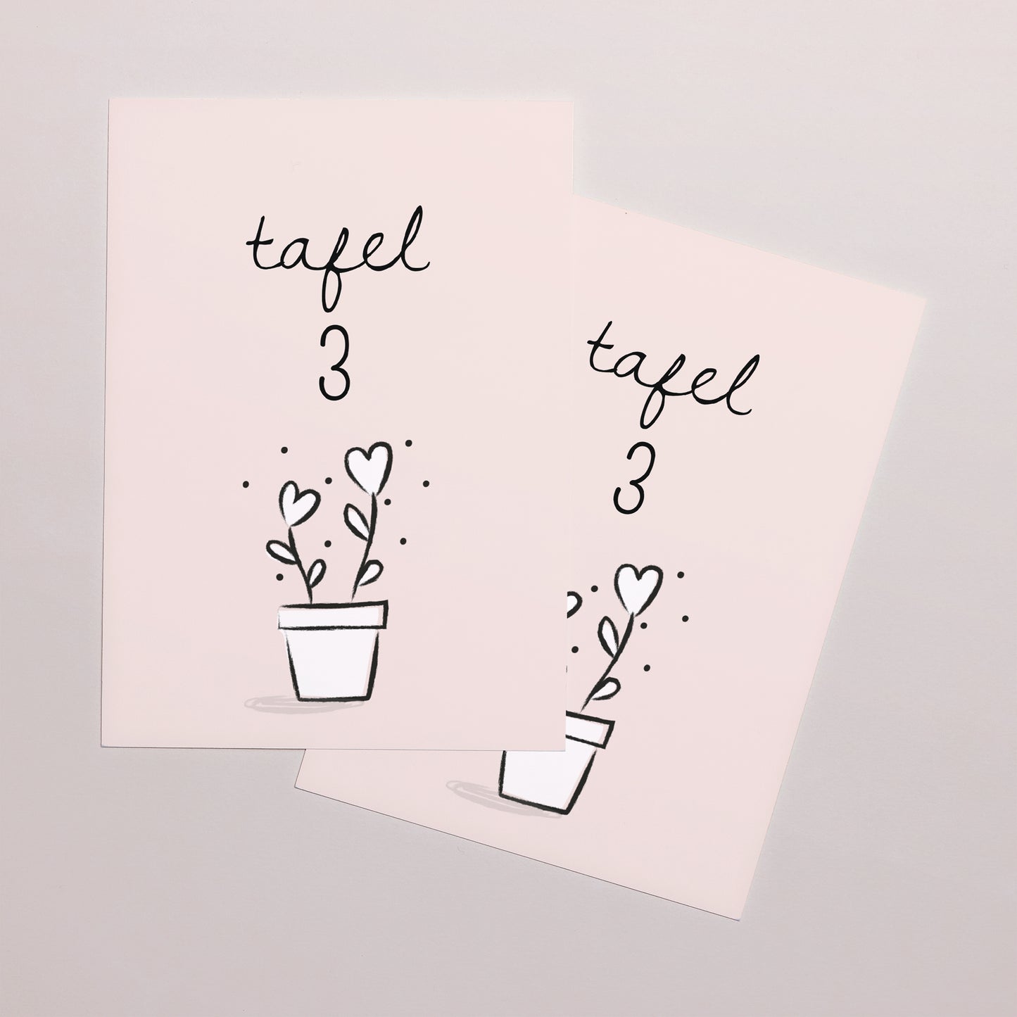 Tafelnummers Huwelijk Rechthoek 2 harten foto N° 2