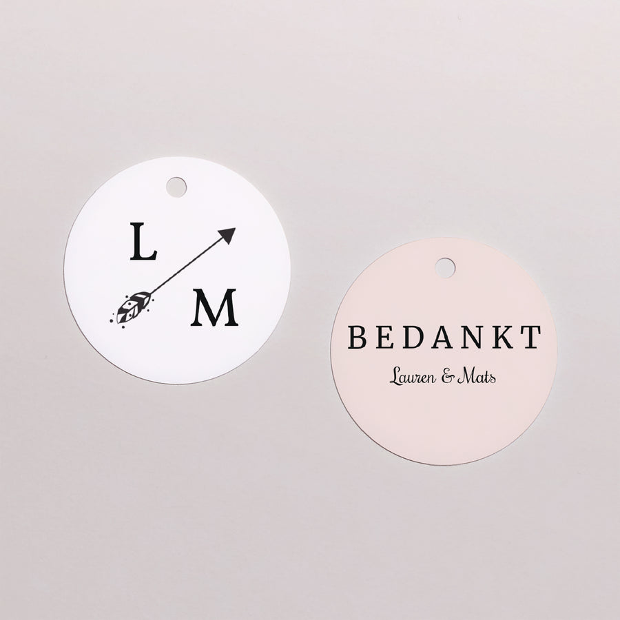 Cadeaulabel Huwelijk Ronde Boho krans foto