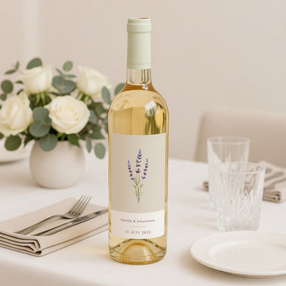 Flesetiket Huwelijk Portret Boeket van lavendel foto N° 2