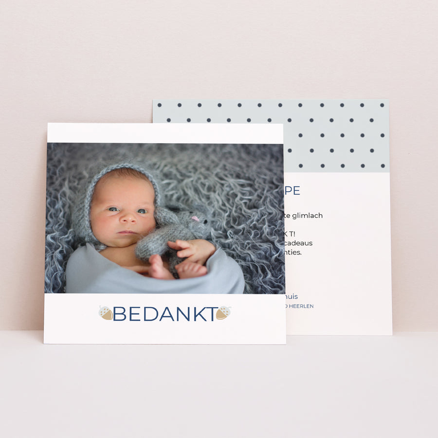 Bedankkaart Geboorte Vierkant Mooie herfst foto