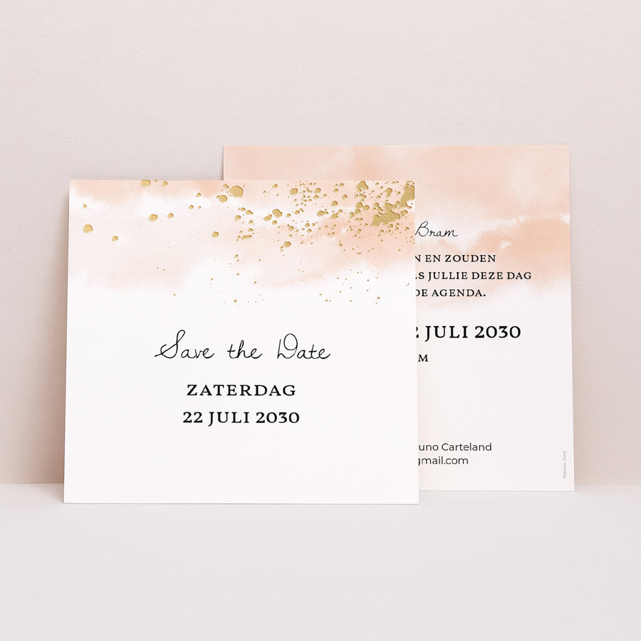 Save the date kaart Huwelijk Vierkant Aquarello foto