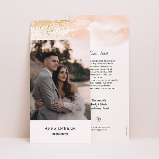 Bedankkaart Huwelijk Panoramisch portret Aquarello foto