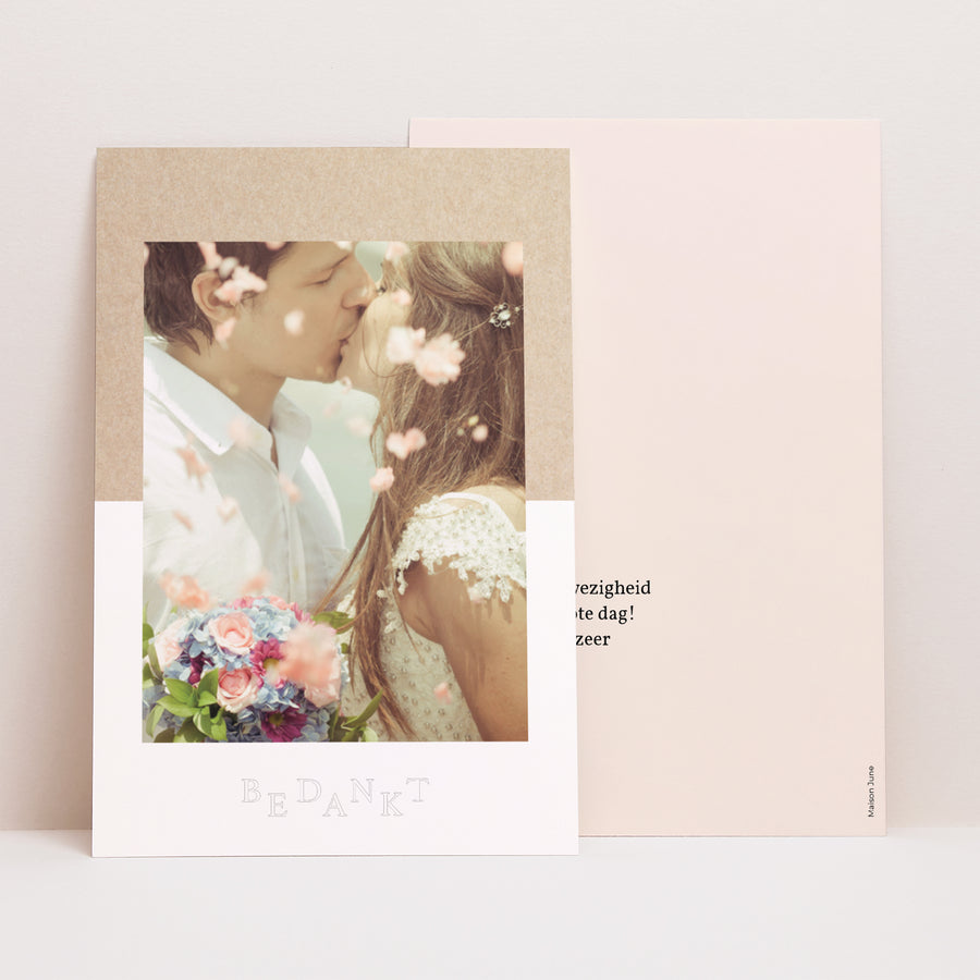 Bedankkaart Huwelijk Portret Kraft & Kleur foto