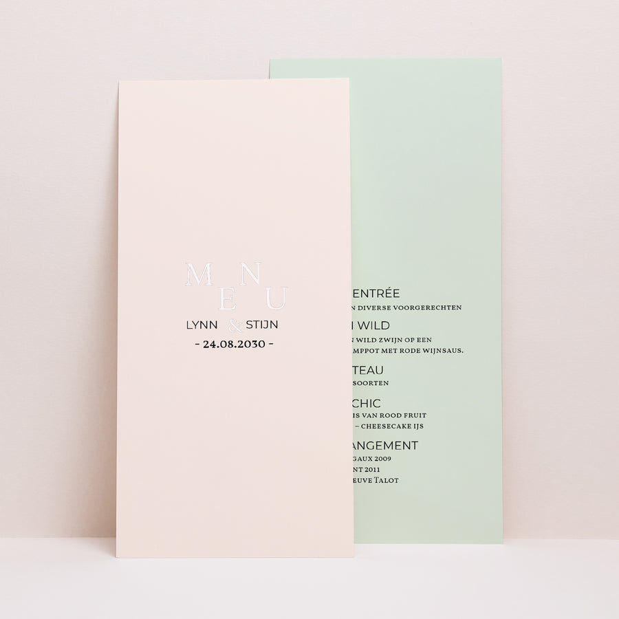 Menukaart Huwelijk Panoramisch portret Kraft & Kleur foto