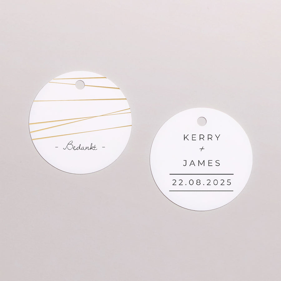 Cadeaulabel Huwelijk Ronde Minimal Chic foto