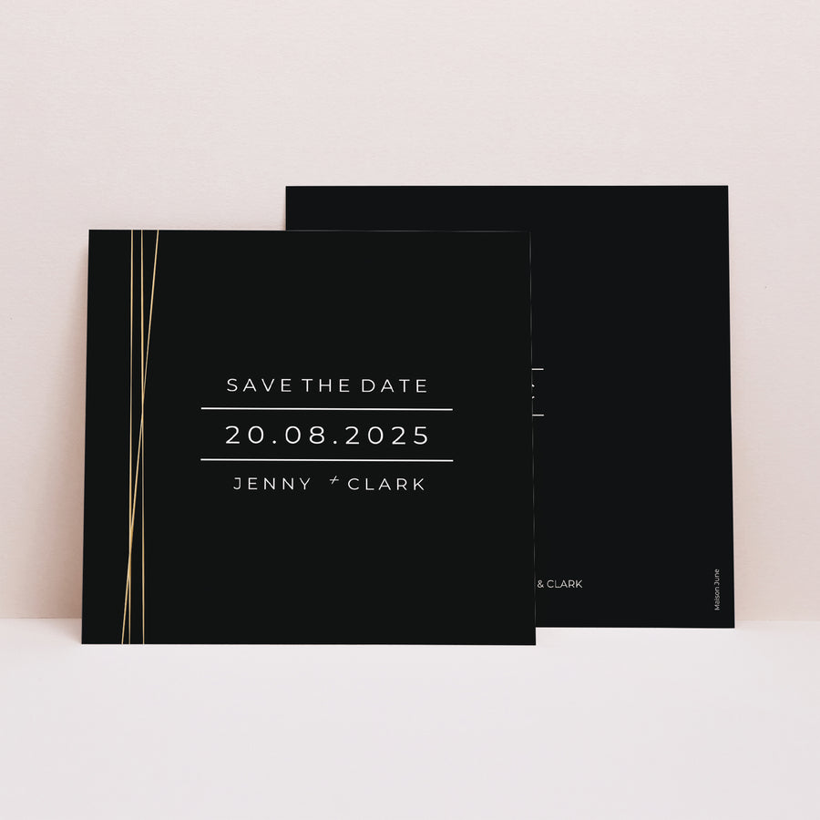 Save the date kaart Huwelijk Vierkant Minimalistisch Chic foto