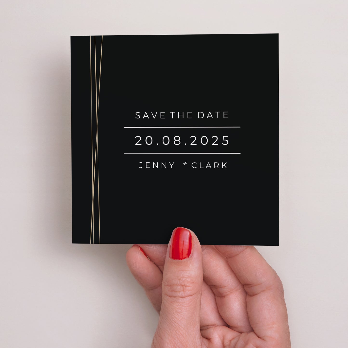 Save the date kaart Huwelijk Vierkant Minimalistisch Chic foto N° 2