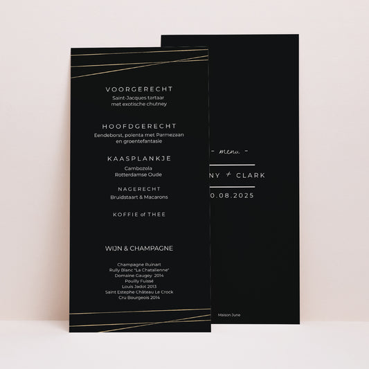 Menukaart Huwelijk Panoramisch portret Minimalistisch Chic foto