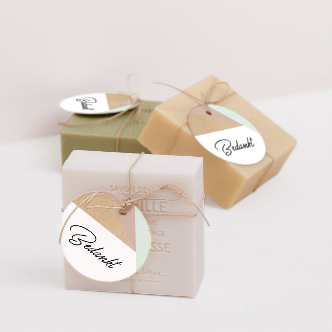 Cadeaulabel Huwelijk Ronde Hout & Pastel foto N° 2