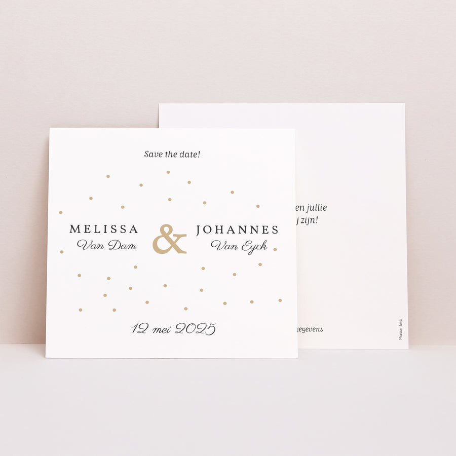 Save the date kaart Huwelijk Vierkant Touches van goud foto