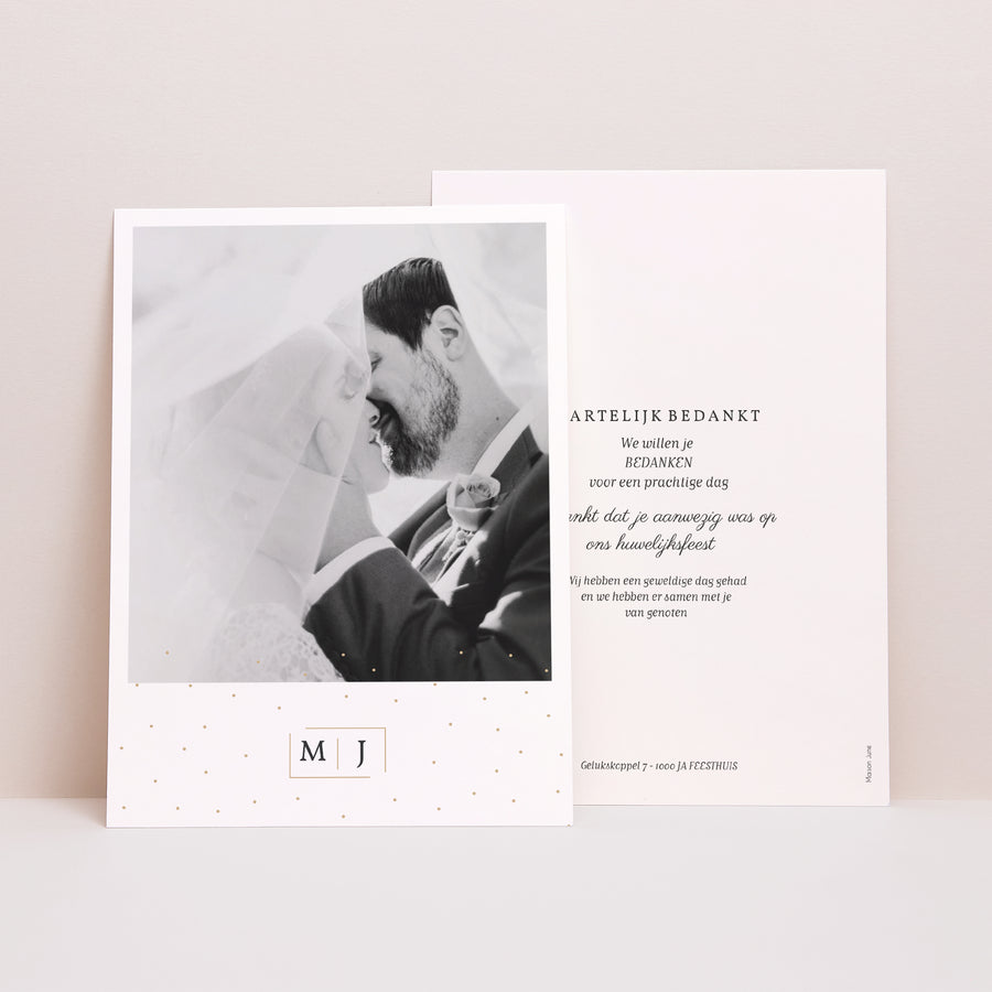 Bedankkaart Huwelijk Touches van goud foto