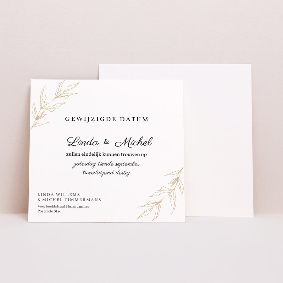 Uitnodigingen Huwelijk Vierkant Minimale vegetatie foto