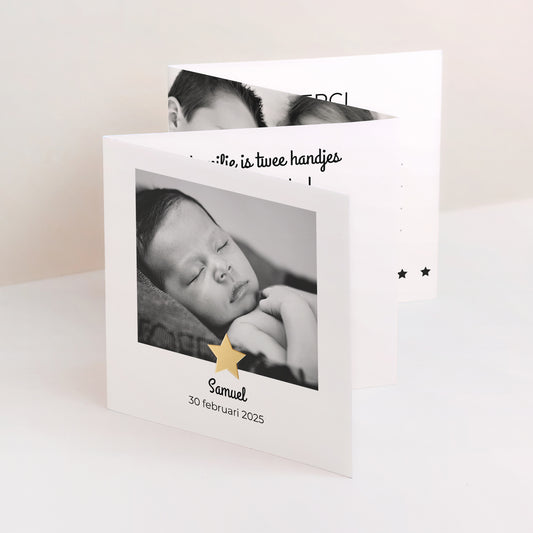 Uitnodigingskaart Geboorte Accordeon De gouden ster foto