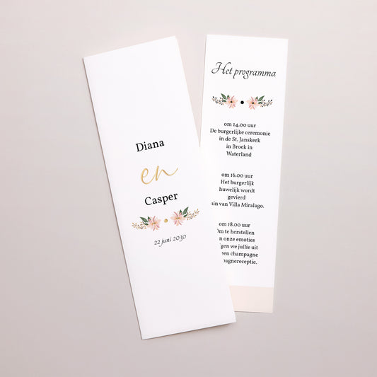 Uitnodigingskaart Huwelijk Fotocabine bladwijzer Zoete bloemen foto