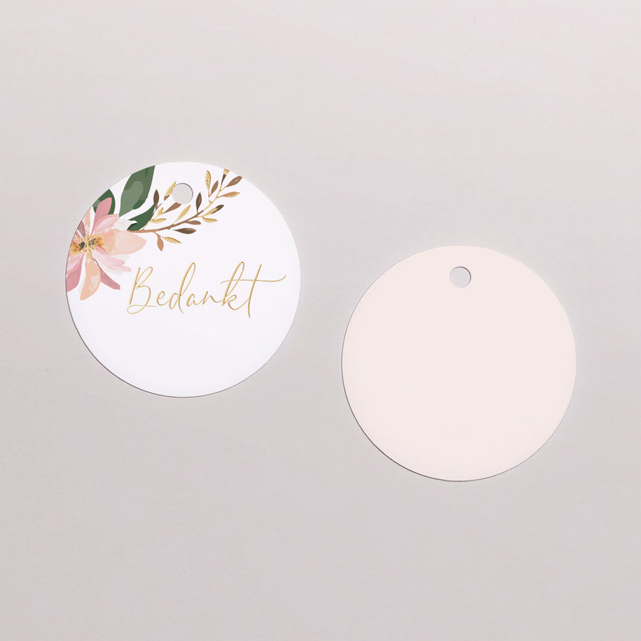 Cadeaulabel Huwelijk Ronde Zoete bloemen foto