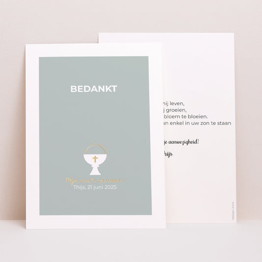Bedankkaart Communie Portret Ciborium foto