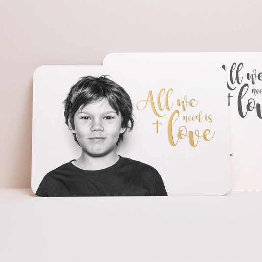 Uitnodigingskaart Communie Landschap, afgeronde randen Jezus houdt van mij foto