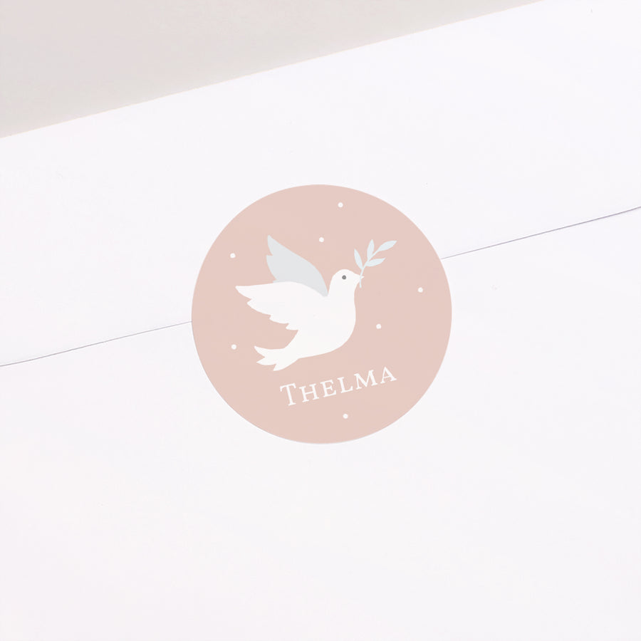Sticker Doop Cirkel Roze duif foto
