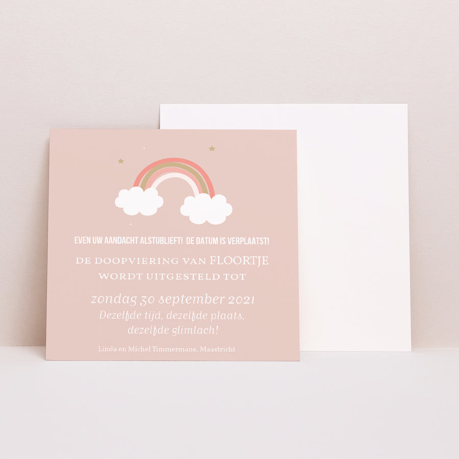 Uitnodigingskaart Doop Vierkant Regenboog foto