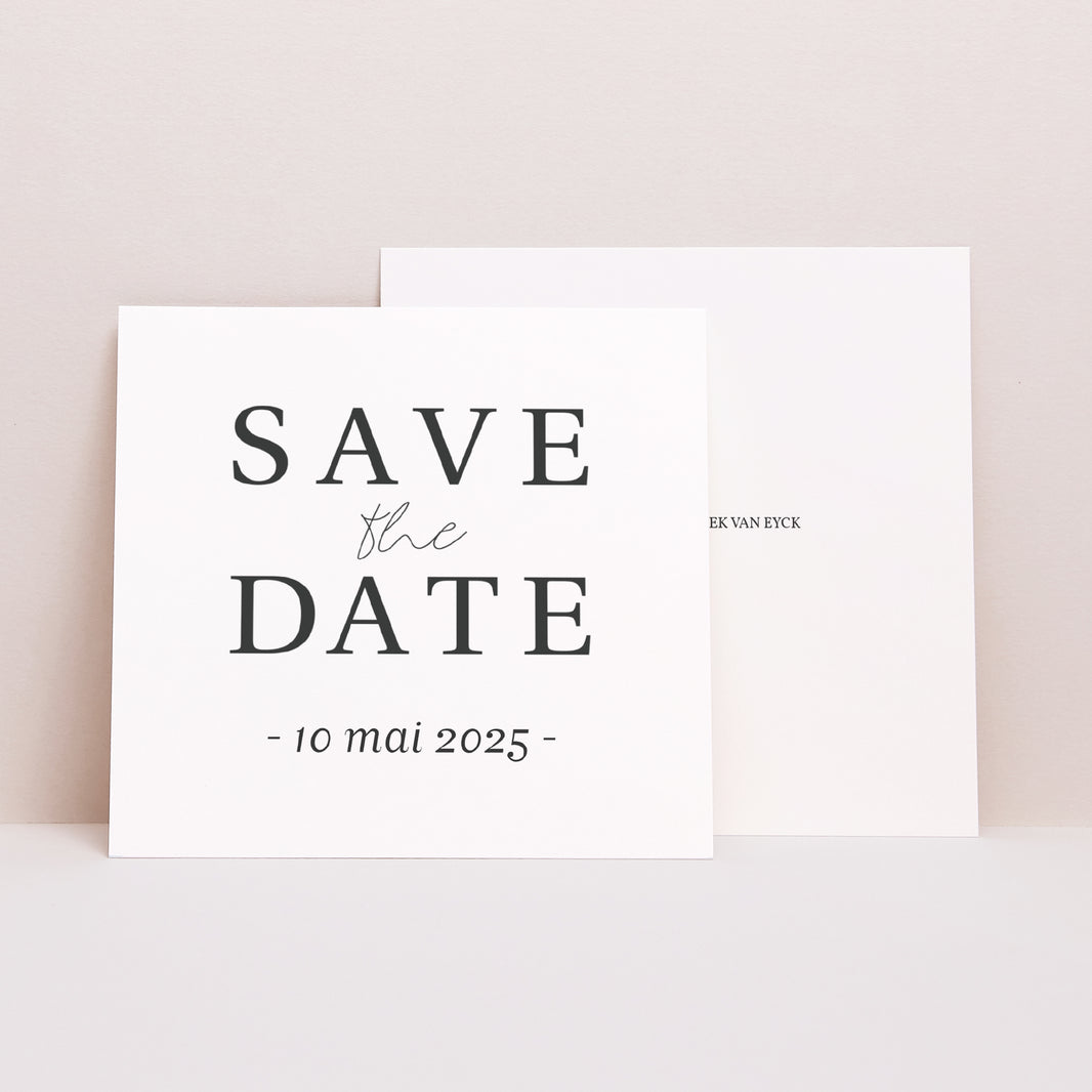 Save the date kaart Huwelijk Vierkant Typografisch vierkant foto N° 1