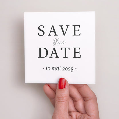 Save the date kaart Huwelijk Vierkant Typografisch vierkant foto N° 2