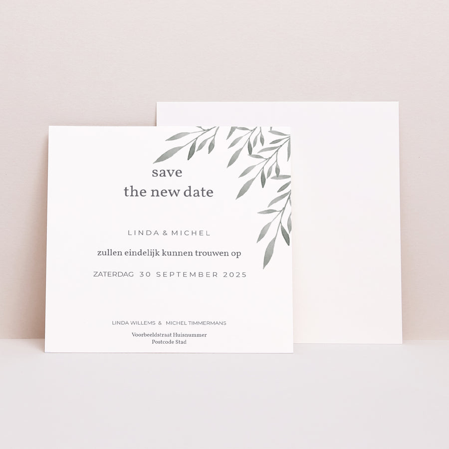 Uitnodigingen Huwelijk Vierkant Palmbomen Aquarel foto