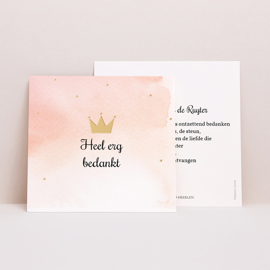 Bedankkaart Geboorte Vierkant Kleine prinses foto