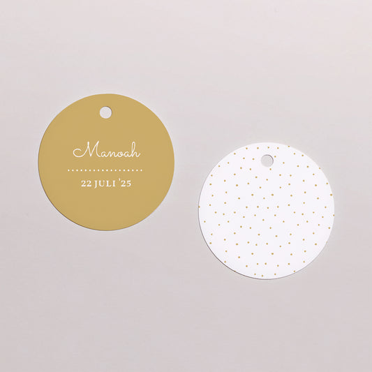 Cadeaulabel Geboorte Ronde Korte broek foto