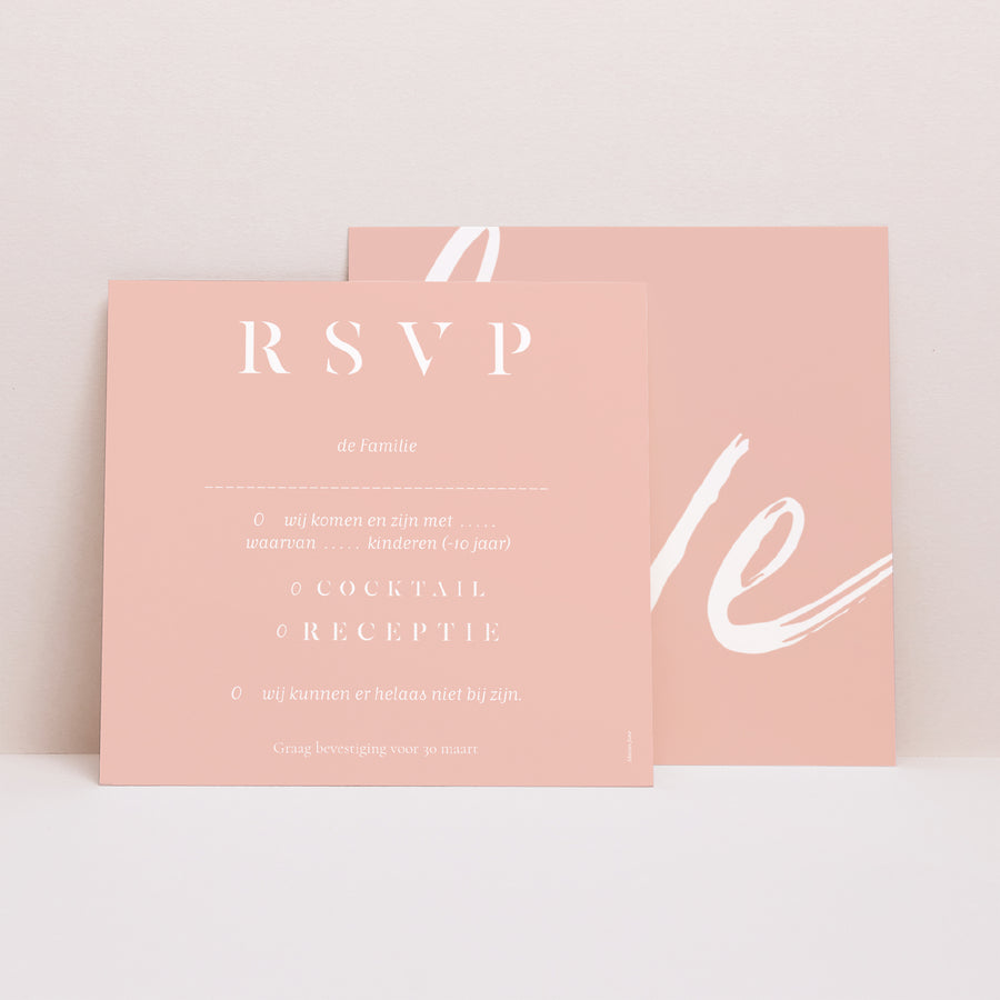 RSVP kaart Huwelijk Vierkant Minimalistische nuances foto