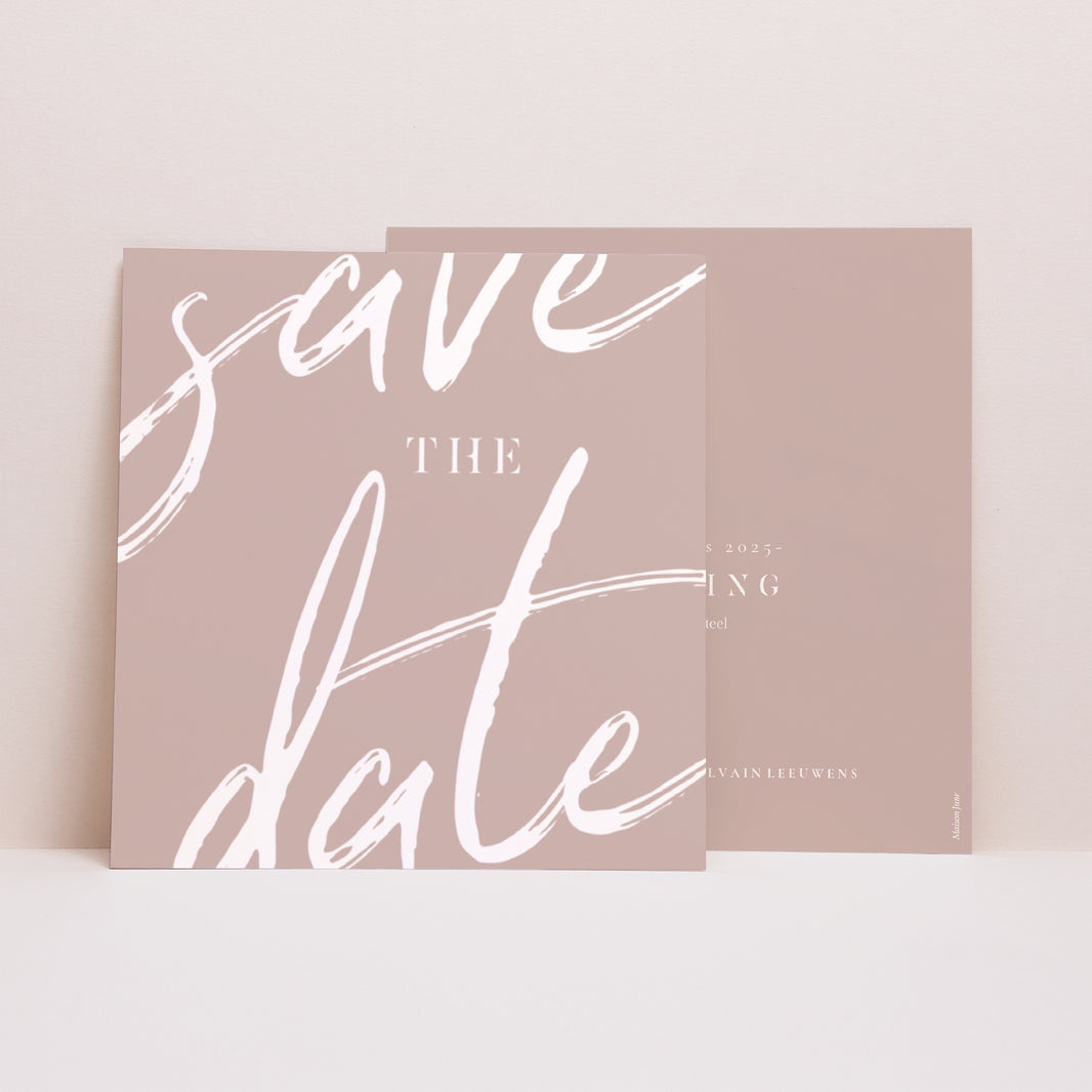 Save the date kaart Huwelijk Vierkant Minimalistische nuances foto N° 1