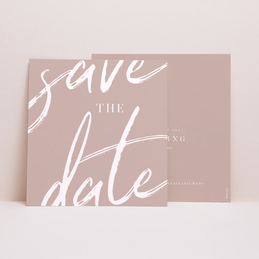Save the date kaart Huwelijk Vierkant Minimalistische nuances foto