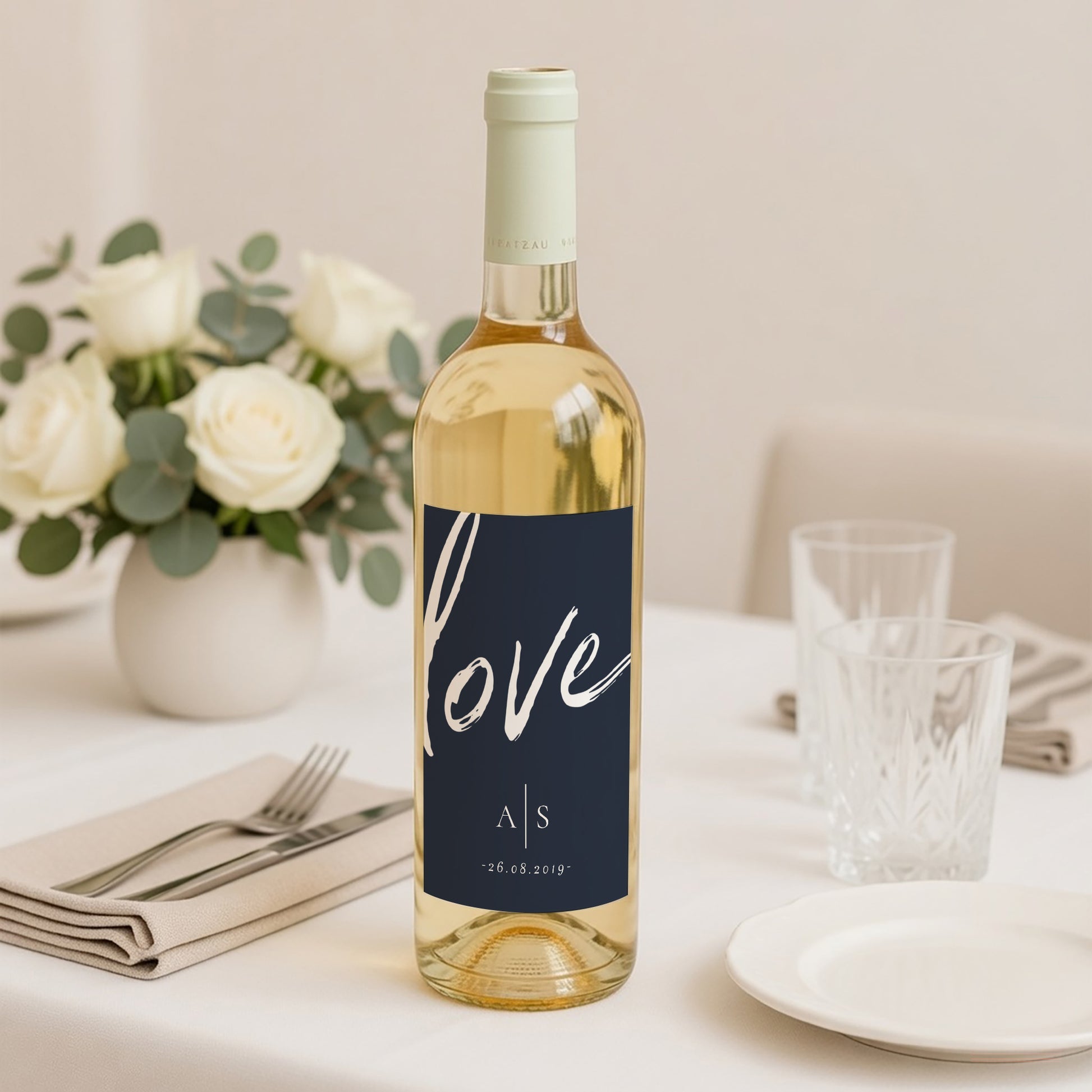 Flesetiket Huwelijk Portret Minimalistische nuances foto N° 2