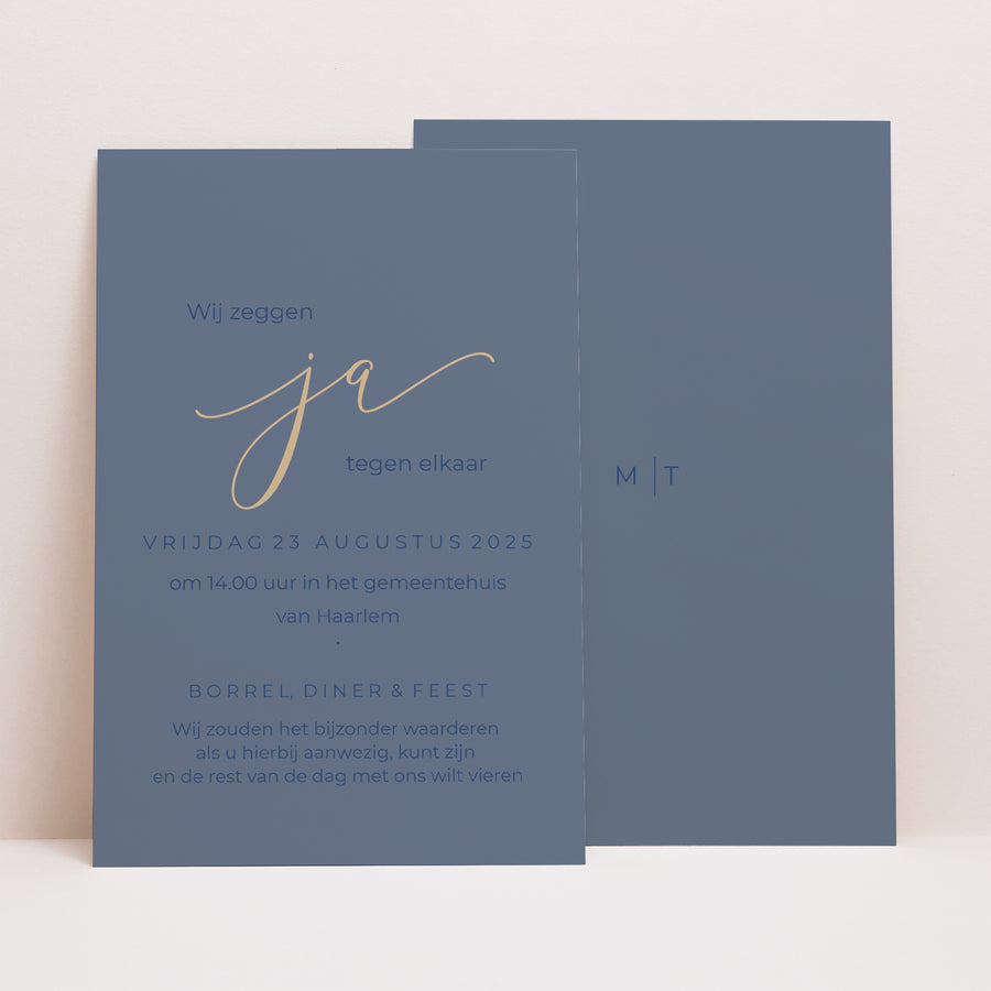 Uitnodigingen Huwelijk Portret Naakt & maritiem chic foto