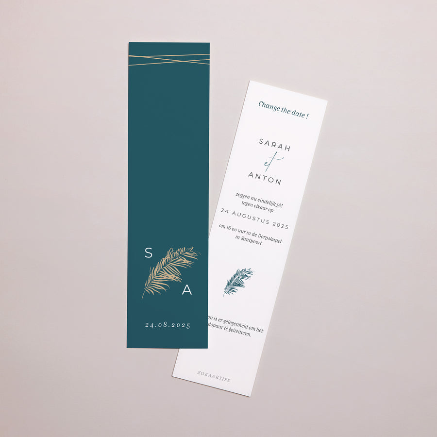 Uitnodigingen Huwelijk Bladwijzer Inchyra blauw foto