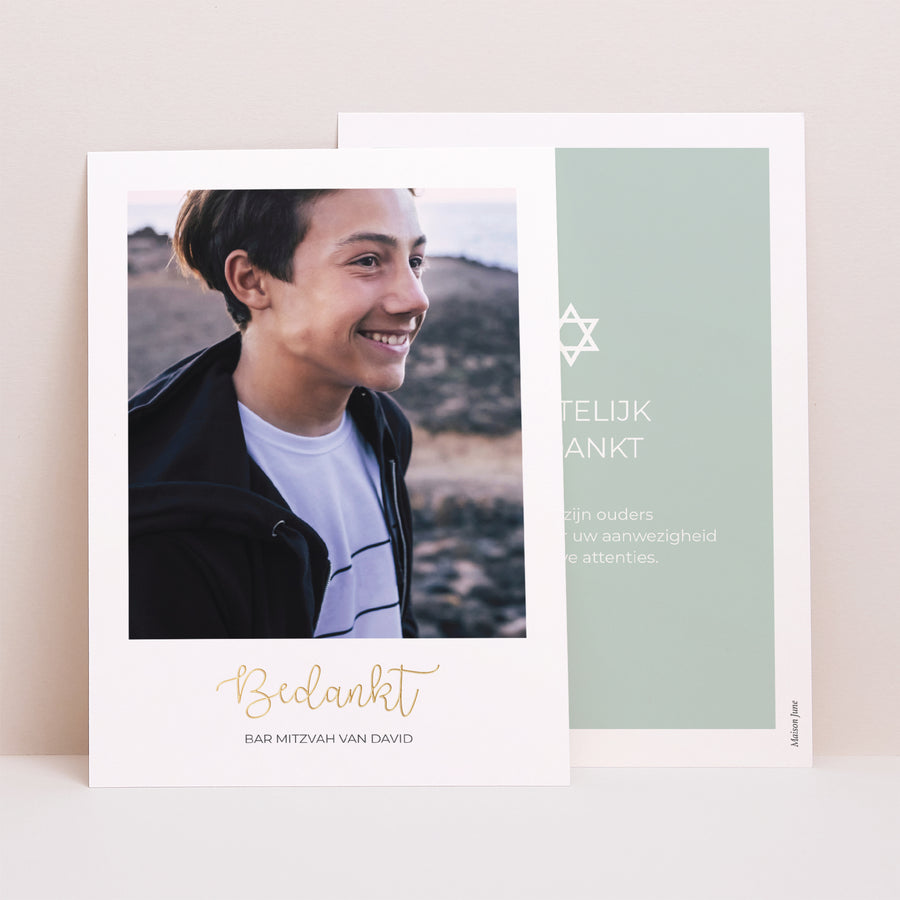 Bedankkaart Bar Mitswa Portret Mijn Bar Mitzvah foto