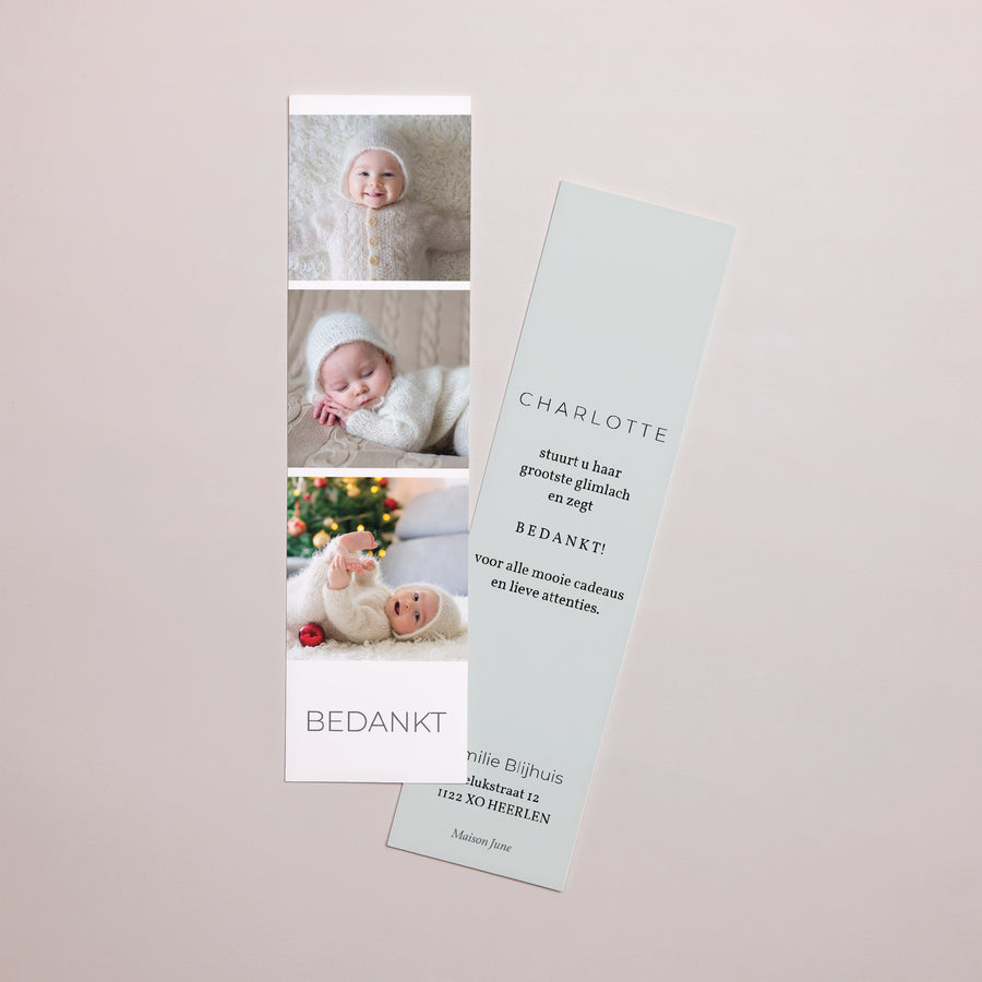 Bedankkaart Geboorte Bladwijzer Douceur foto