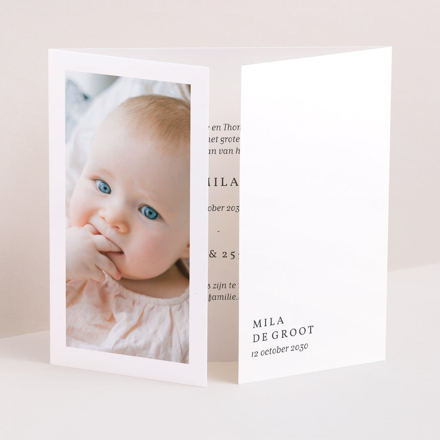 Uitnodigingskaart Geboorte Drieluiks vensteropening Welkom Baby foto