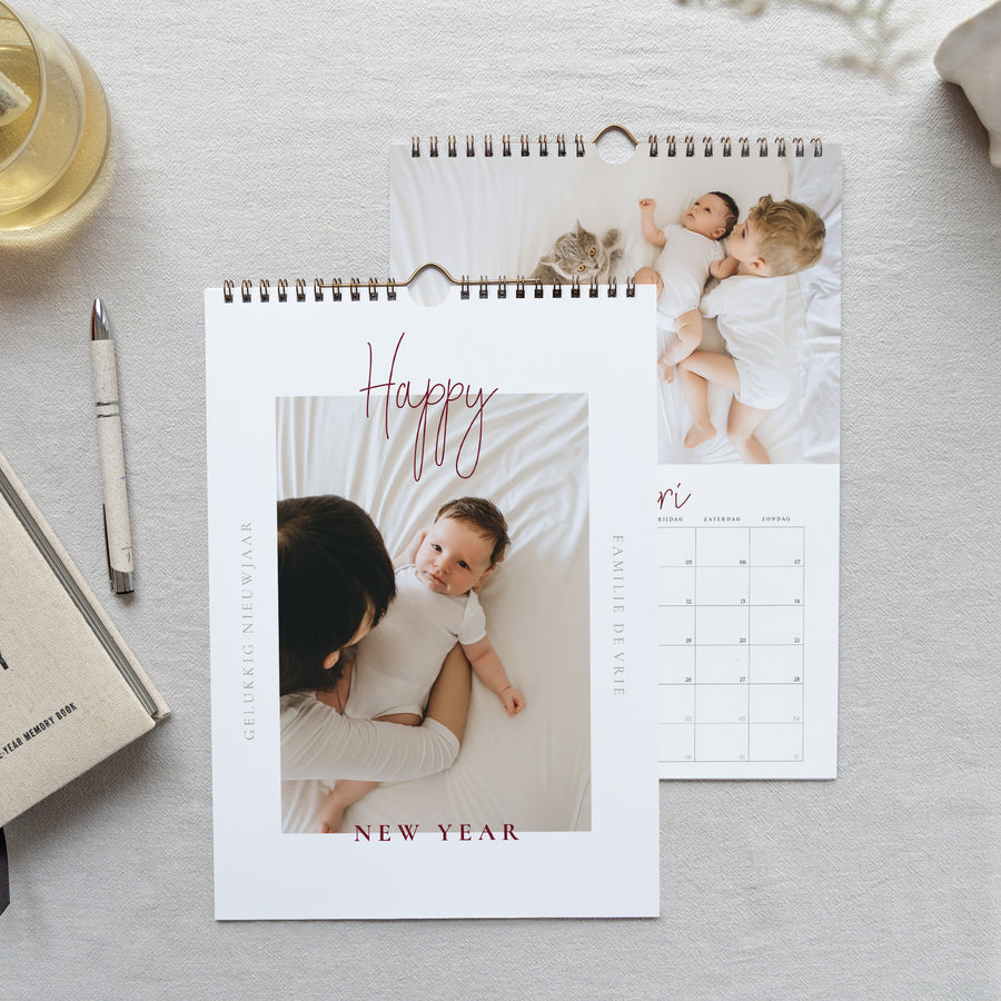 Kalender Eindejaar Muurschildering A4 Gelukkig Nieuwjaar foto