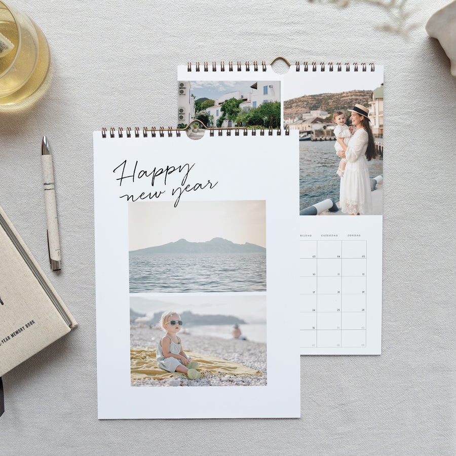 Kalender Eindejaar Muurschildering A4 Typo Brush foto