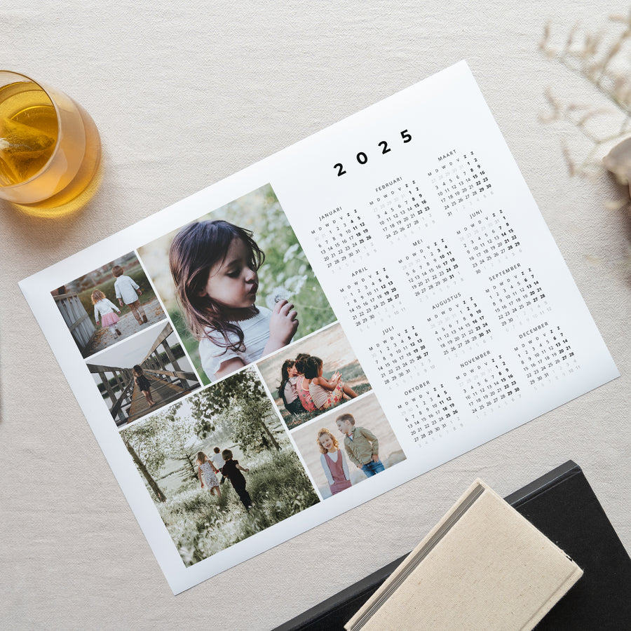 Kalender Eindejaar Enkelvoudig landschap Familiefoto's foto