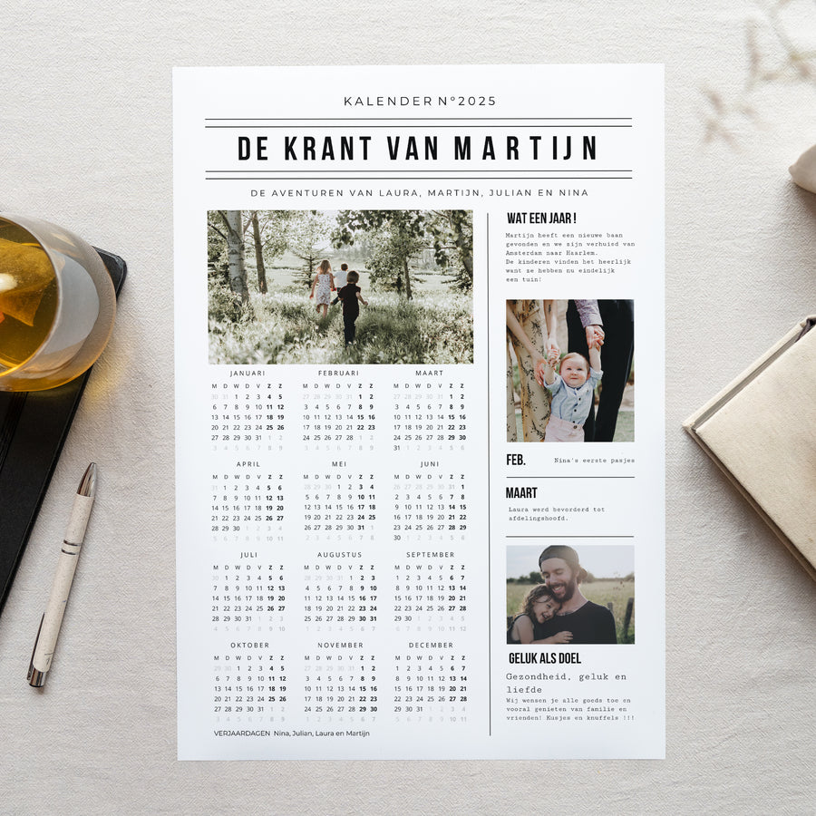 Kalender Eindejaar Monopagina portret Jaarboek foto
