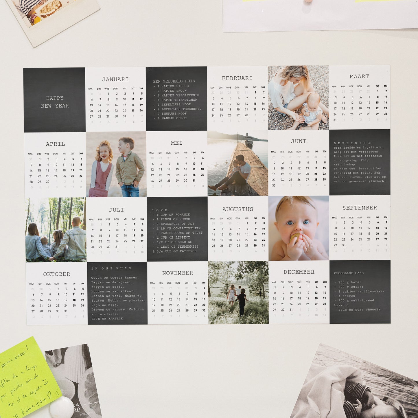 Kalender Eindejaar Magnetisch, enkelvoudig landschap Recept voor geluk foto N° 1