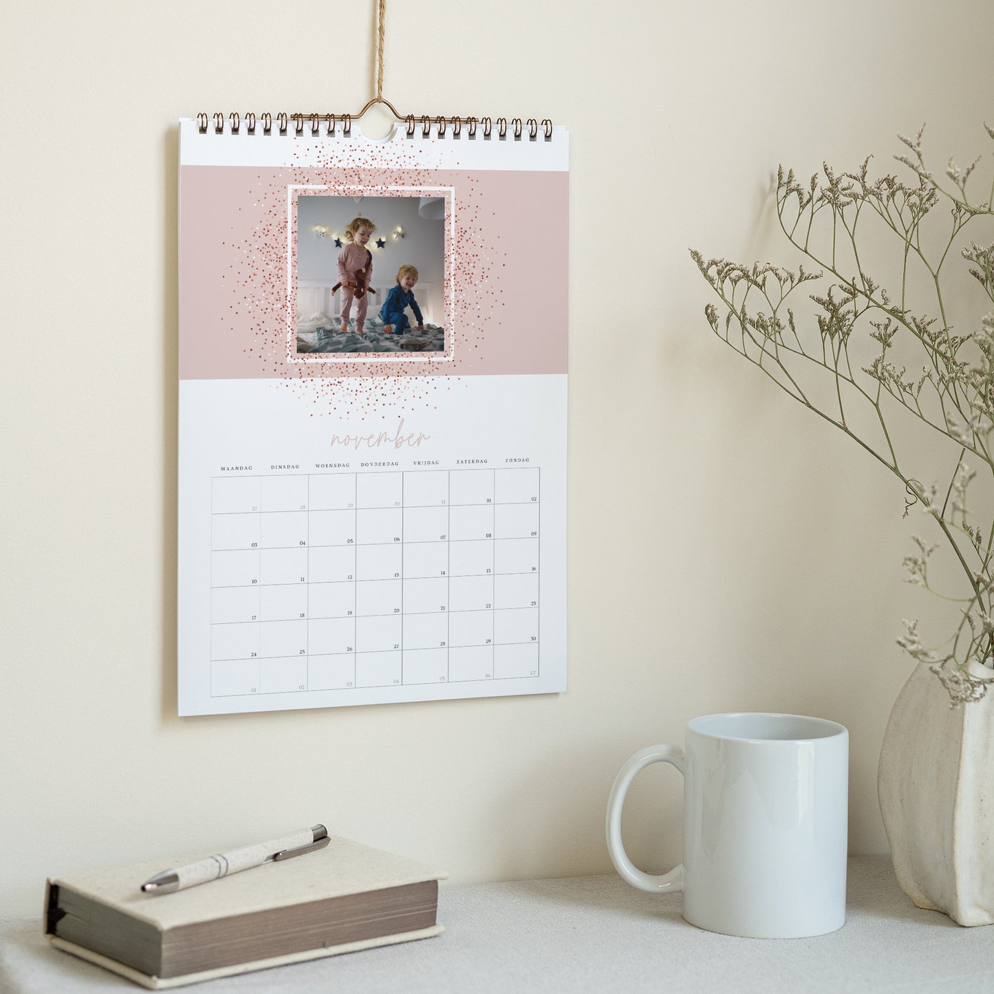 Kalender Eindejaar Muurschildering A4 Confettis & White Frame foto N° 3