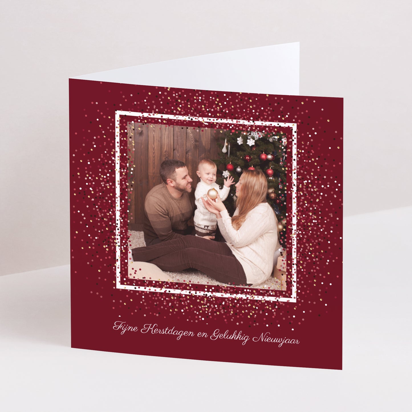 Kerstkaart Eindejaar Dubbel vierluik Sprankelend Kerstmis foto N° 1